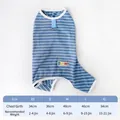 Blue striped thermal pet pajamas for small and medium dogs with detailed size chart - XS / Blue