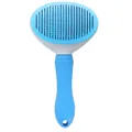 Blue self-cleaning slicker brush for dogs and cats for effective shedding and grooming - Card Packaging / Blue