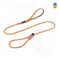 Detail view of orange reflective dog training P-chain leash with durable slip lead design - 6mm*150cm / Orange