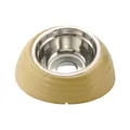 Langlebiger, kippsicherer erhöhter Futternapf aus Edelstahl für Katzen und Hunde in Cremegelb - Runde Schale (Edelstahleinlage) / Beige