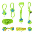 Lot de 8 jouets en corde de coton vert pour chien pour mâcher et jouer ensemble - Ensemble de 8 pièces