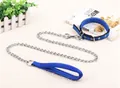Langlebige Hundeleine mit blauem Schaumstoffgriff, Metallkette und passendem Halsband - 2.0mm*180cm / Blaues Schaumstoff-Set