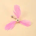 Katzenangel Ersatzanhänger mit rosa Federn, Holzperle und Glocke - Rosa Rotationskopf