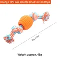 Gioco per cani in corda di cotone con palla in TPR arancione e doppi nodi, lunghezza 18 cm - Stile a Doppio Nodo con Palla TPR / Circa 18cm / Arancione