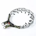 Collar de adiestramiento metálico para perros con correa de camuflaje y cierre de seguridad - Camuflaje Verde (Con Tapas Protectoras) / 2.5mm*35cm