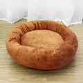 Gemütliches rundes Plüsch-Katzenbett in Braun für warmen Tiefschlaf im Winterkomfort - XL / Kaffeefarben