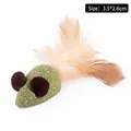 Juguete de ratón con hierba gatera y cola de pluma, tamaño 3.5x2.6cm, verde para gatos - Juguete de Ratón con Plumas y Hierba Gatera / 3.5x2.6cm / Natural
