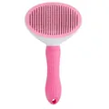 Professional self-cleaning slicker brush for pets with ergonomic pink anti-slip handle design - Card Packaging / Pink