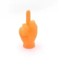 Soft orange silicone finger-shaped cat toy for interactive play and chewing exercise - Cat Finger Puppet (Middle Finger Gesture)