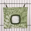 Durable green leaf pattern hanging hay feeder bag for rabbits and guinea pigs in cage - Green Leaf (1 Hole) / S / Grass Green