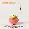 Rosafarbener Katzen-Stehaufmännchen-Spielzeug Hase mit Federwedel und Katzenminze-Bällen - Rosa Hase (Mit Katzenminze-Feder) / 1 Katzenminze-Federkopf + 2 Interaktive Bälle