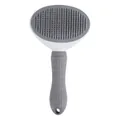 Professional pet grooming slicker brush with gray non-slip handle and protective tips - Card Packaging / Gray
