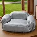 Housse de lit pour animaux grise à motifs, amovible et lavable, design canapé confortable - Gris Frais