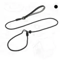 Durable reflective P-chain training dog leash showing adjustable slip lead hardware - 6mm*150cm / Black