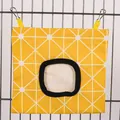 Yellow geometric pattern hanging hay feeder bag for small pets like rabbits and guinea pigs - Checkerboard (1 Hole) / S / Yellow