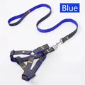 Blue denim H-style pet harness and leash set for small dogs and cats - XS / Blue