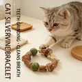Katze interagiert mit natürlichem Silberwein- und Katzenminze-Ring für Zahnpflege - Matatabi Armband
