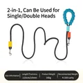 Guinzaglio regolabile a doppia testa per cani con impugnatura in schiuma blu e design a P - Guinzaglio a Doppia Testa / 110cm/10mm / Nero