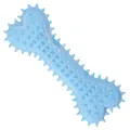 Jouet pour chien en TPR bleu clair en forme d'os avec pointes pour le nettoyage dentaire - Os à Pointes Cœur / 11x4cm / Bleu Macaron