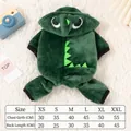 Costume de dinosaure en polaire verte pour chiens et chats avec tableau des tailles - XS / Hauts / Vert foncé