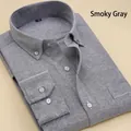 Klassisches Langarm-Oxfordhemd für Herren in Rauchgrau mit modernem Button-Down-Kragen - 38 / Oberteile / Rauchgrau