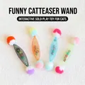 Set of four vibrant mesh cat toys with soft pom poms for indoor play and exercise - Mesh Tube Plush Wand