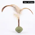 Palo de matatabi natural con bola de hierba gatera y plumas para gatos - 16x3,6cm - Juguete de Trompo con Plumas y Hierba Gatera / 16x3.6cm / Color madera natural
