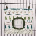 Hanging canvas hay feeder bag with forest tree pattern for rabbits and guinea pigs. - White Forest (1 Hole) / S / Off White