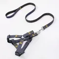 Durable adjustable black denim dog harness and leash set for small pets and cats - XS / Black