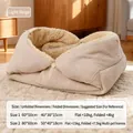 Lichtbeige opvouwbaar warm fleece huisdierbed en slaapzak voor katten en kleine honden - Maat 1 (60*50cm) / Lichtbeige