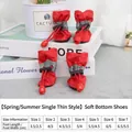 Botas rojas antideslizantes suaves para perros pequeños y gatos con reflectantes. - No. 1 / Suela Blanda Cálida / Rojo con Forro