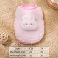 Soft pink fleece vest for tiny puppies and kittens featuring a cute bunny face applique - XXS / Pink Rabbit