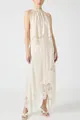 Elegante tweedelige set: mouwloze kanten blouse en lange rok met onregelmatige zoom. - S / Boven- En Onderstuk / Ivoor