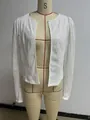 Elegant white sequined short jacket for women, stylish sparkling cropped cardigan - S / Tops / White