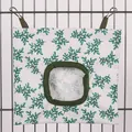 Durable hanging canvas hay feeder bag with green leaf print for rabbits and guinea pigs - Green Leaf (1 Hole) / S / White
