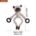 Peluche pour chien ours rayé avec anneaux de dentition en caoutchouc, poids env. 47g - Ours avec Anneau de Traction