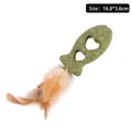 Pez de hierba gatera con pluma natural para la limpieza dental y el juego de los gatos - Juguete de Hierba Gatera (Pez Hueco) / Verde Hierba