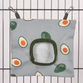 Durable hanging hay feeder bag for rabbits and guinea pigs with cute avocado pattern - Avocado (1 Hole) / S / Gray