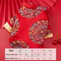 Red festive Chinese Tang suit for dogs and cats with traditional embroidery and size chart - XS / Tops / Red (White Interior)
