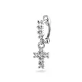Elegant silver-toned cross hoop earring featuring micro-pave cubic zirconia inlay - Cross Ear Buckle (A1672) / Single Piece