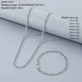 Conjunto de collar y pulsera de cadena Figaro 3:1 de acero inoxidable plata 4mm - Pulsera / Ancho 4mm - Pulsera 20cm / Color acero