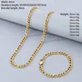 Elegante conjunto de collar y pulsera de cadena Figaro 3:1 de acero dorado de 6mm - Pulsera / Ancho 6mm - Pulsera 20cm / Dorado
