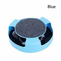 Interaktives blaues rotierendes Katzen-Spielzeug mit Kratzmatte und kleiner Maus - Karussell-Platte / Kartonverpackung / Blau