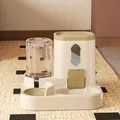 2-in-1 automatische voer- en waterbak voor huisdieren in luxe koffie- en groentint - Regular Fit / Bruin