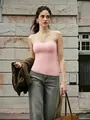 Chic pink camisole with built-in padded bra, sexy slim fit summer tank top for women - Pink