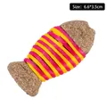 Juguete interactivo para gatos con forma de pez y hierba gatera para la dentición - Juguete de Hierba Gatera (Pez de Cuerda) / Pink Yellow Tones