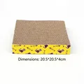 Tiragraffi quadrato in cartone ondulato con motivi gialli, 20,5x20,5x4 cm - Quadrato