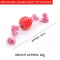 Gioco corda per cani con palla TPR rossa, lunghezza circa 18 cm - Stile a Doppio Nodo con Palla TPR / Circa 18cm / Rosso