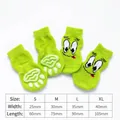 Chaussettes antidérapantes vertes pour animaux avec motifs et coussinets en silicone - S / Yeux Verts