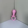 Pink TPR rubber textured pacifier dog chew toy for dental molar cleaning and play - L / Macaron Red